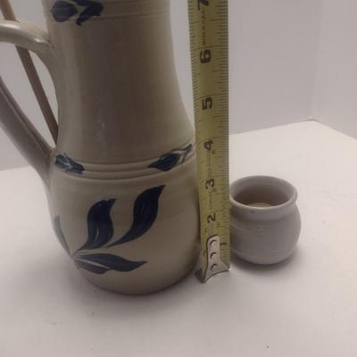 Pair of Williamsburg Pottery Bird Bottle and Tea Light Cup