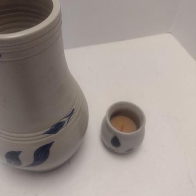 Pair of Williamsburg Pottery Bird Bottle and Tea Light Cup