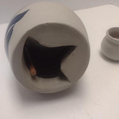 Pair of Williamsburg Pottery Bird Bottle and Tea Light Cup