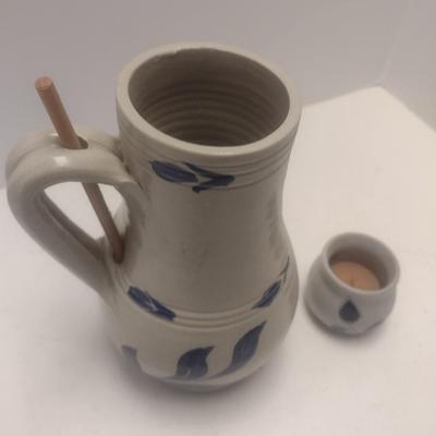 Pair of Williamsburg Pottery Bird Bottle and Tea Light Cup