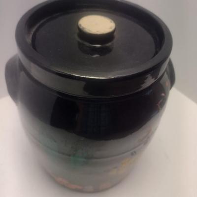 Hand Painted Pottery Jar with Lid