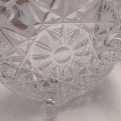 Pair of Vintage Crystal Glass Includes Footed Bowl and Pitcher