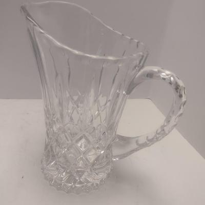 Pair of Vintage Crystal Glass Includes Footed Bowl and Pitcher