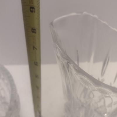 Pair of Vintage Crystal Glass Includes Footed Bowl and Pitcher