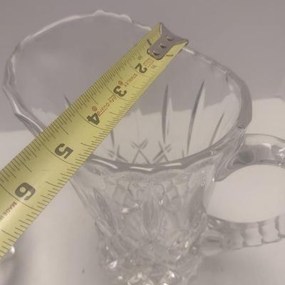 Pair of Vintage Crystal Glass Includes Footed Bowl and Pitcher
