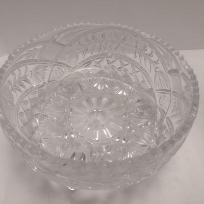 Pair of Vintage Crystal Glass Includes Footed Bowl and Pitcher