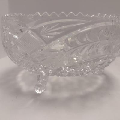 Pair of Vintage Crystal Glass Includes Footed Bowl and Pitcher