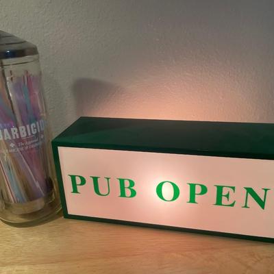 Pub Open and barbicide holder