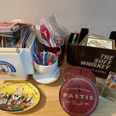 Coasters holder and toothpicks