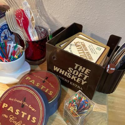 Coasters holder and toothpicks