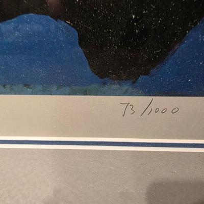 Sale Photo Thumbnail #4: This is a great Bison print signed and number.  T Wrigley number 73/1000 professionally framed.  Very nice.