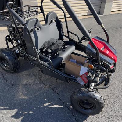 Sale Photo Thumbnail #387: Cart is new and assembled, never had fuel in in ready to go once the seat belts are attached. Complete. Weighs about 270 pounds will need help to load. 