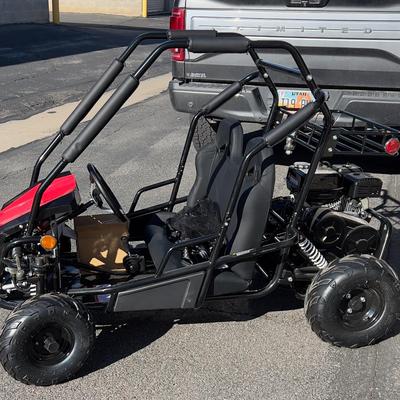 Sale Photo Thumbnail #385: Cart is new and assembled, never had fuel in in ready to go once the seat belts are attached. Complete. Weighs about 270 pounds will need help to load. 