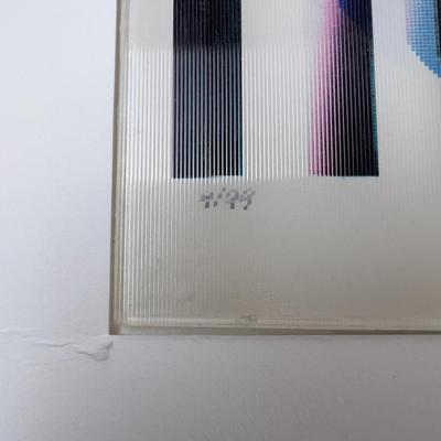 Sale Photo Thumbnail #401: Signed in pencil by the artist, Agam is an Israeli artist best know for his abstract optical art works. Measures 15x15" Some of his works go in the thousands. 