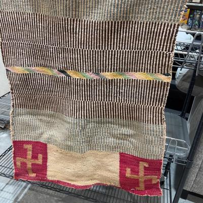 Sale Photo Thumbnail #414: 29" X 52" OLD! Shows repair and edge damage. This is a very lucky Horse Blanket! It holds excellent horse energy. 