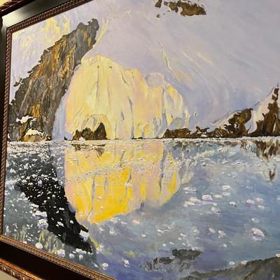 Sale Photo Thumbnail #685: Painting measure 44" by 56". Untitled by artist Jane Hansen, signed on the back by the artist. Painted in 2011. A boxing fee will apply if shipped.