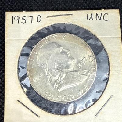 Lot (3) 1957 Franklin Halves - Uncirculated, Denver Mint