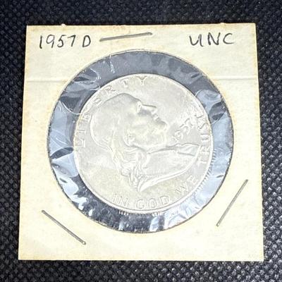 Lot (3) 1957 Franklin Halves - Uncirculated, Denver Mint