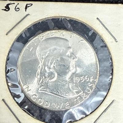 Lot (2) 1956 Franklin Half dollars - Philadelphia Mint