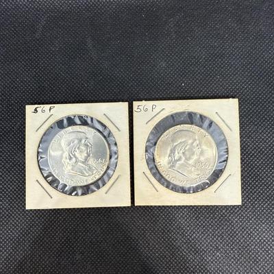 Lot (2) 1956 Franklin Half dollars - Philadelphia Mint