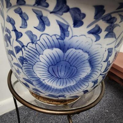 Snake Plant in a Vintage Asian Planter on stand