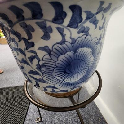 Snake Plant in a Vintage Asian Planter on stand