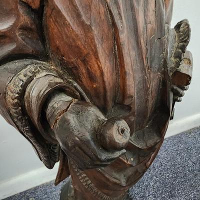 One of a Kind Antique Carved Wood Statue