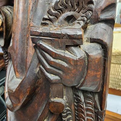 One of a Kind Antique Carved Wood Statue