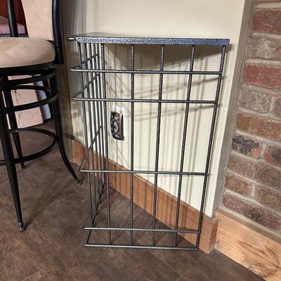 2 MICROFIBER SWIVEL BAR STOOLS WITH A METAL TRIANGLE SIDE TABLE