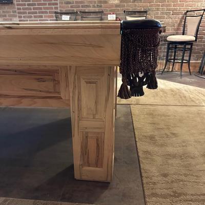 BEAUTIFUL CUSTOM MADE WORMY MAPLE SLATE POOL TABLE IN EXCELLENT CONDITION