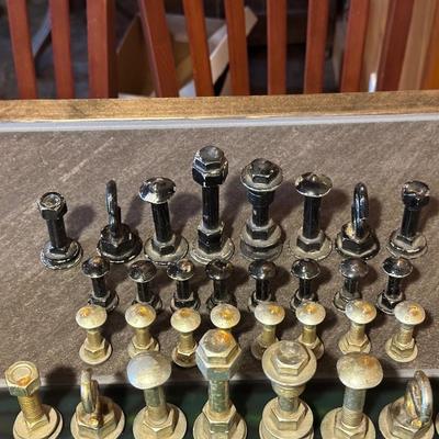 POKER CHIPS IN A WOODEN BOX AND UNIQUE CHESS PIECES
