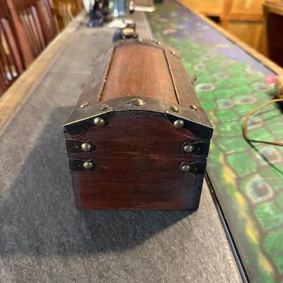 EYE OF NEWTON POTION BOTTLE, WOODEN TRINKET TREASURE CHEST WITH FAUX GEMS AND TREASURE, MINI TRINKET TREASURE CHEST AND WIZARD WAND WITH...