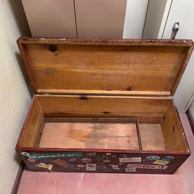 WOODEN TRUNK WITH A SHELF