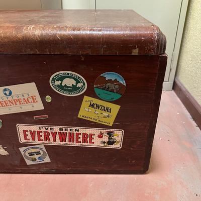WOODEN TRUNK WITH A SHELF