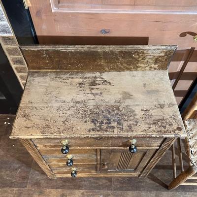ANTIQUE WASH STAND AND A LADDER BACK CHAIR