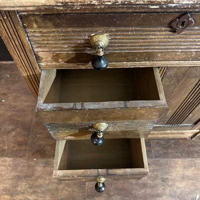 ANTIQUE WASH STAND AND A LADDER BACK CHAIR