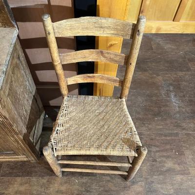 ANTIQUE WASH STAND AND A LADDER BACK CHAIR