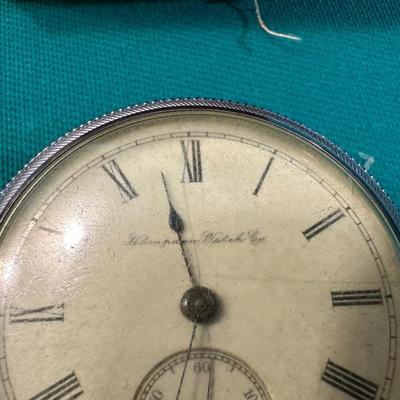 HAMPDEN WATCH CO POCKET WATCH AND 2 GLASSES