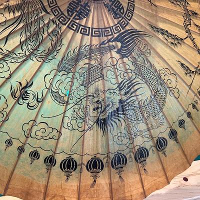 VERY DETAILED ILLUSTRATIONS ON WAX RICE PAPER PARASOL