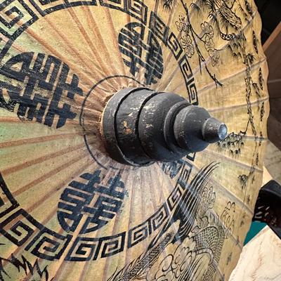 VERY DETAILED ILLUSTRATIONS ON WAX RICE PAPER PARASOL
