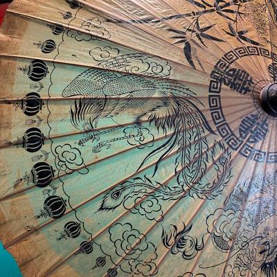 VERY DETAILED ILLUSTRATIONS ON WAX RICE PAPER PARASOL