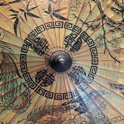 VERY DETAILED ILLUSTRATIONS ON WAX RICE PAPER PARASOL