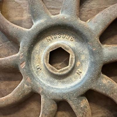 PRIMITIVE SEED PLANTER, STEEL GEAR AND A HORSE SHOE