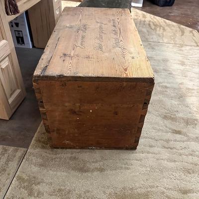 WOODEN TRUNK FROM A FOREIGN COUNTRY AND A METAL TRUNK