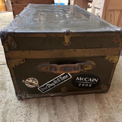 WOODEN TRUNK FROM A FOREIGN COUNTRY AND A METAL TRUNK