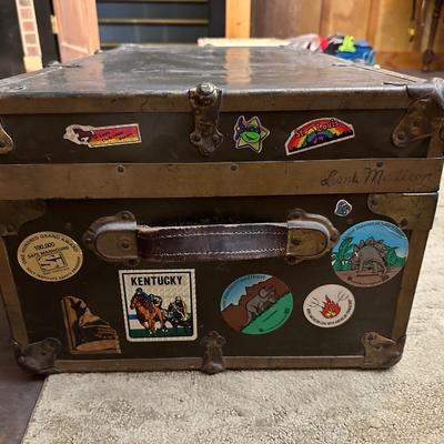 WOODEN TRUNK FROM A FOREIGN COUNTRY AND A METAL TRUNK