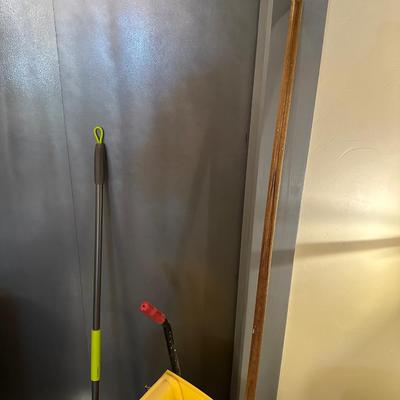 COMMERCIAL MOP BUCKET, MOP, WASTE CAN AND BROOM