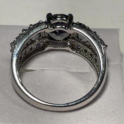 New Never Worn .925 Sterling Silver Designer Iridescent Colored Stone Band Ring Size-8.75 as Pictured.