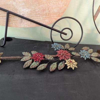Metal/Wood Floral Wall Art (SB)
