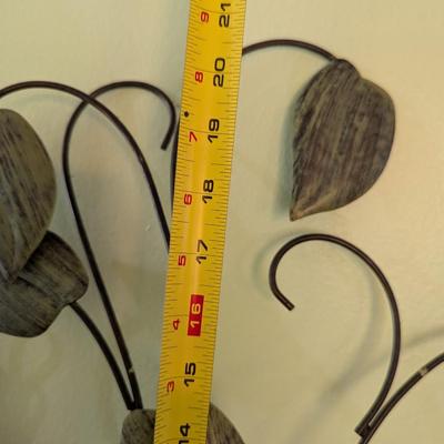 Metal/Wood Floral Wall Art (SB)